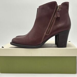 Natural Soul Burgundy Sego Clare Ankle Boots Size 8.5 Heeled Booties‎ FLAW READ